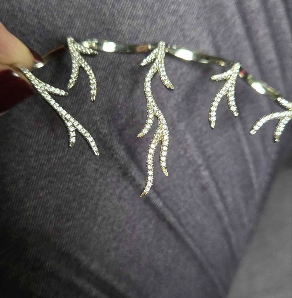 Sterling silver white saphire 4 ring hand cuff - Picture 9 of 12